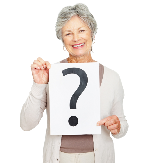 Senior woman with question mark - 1